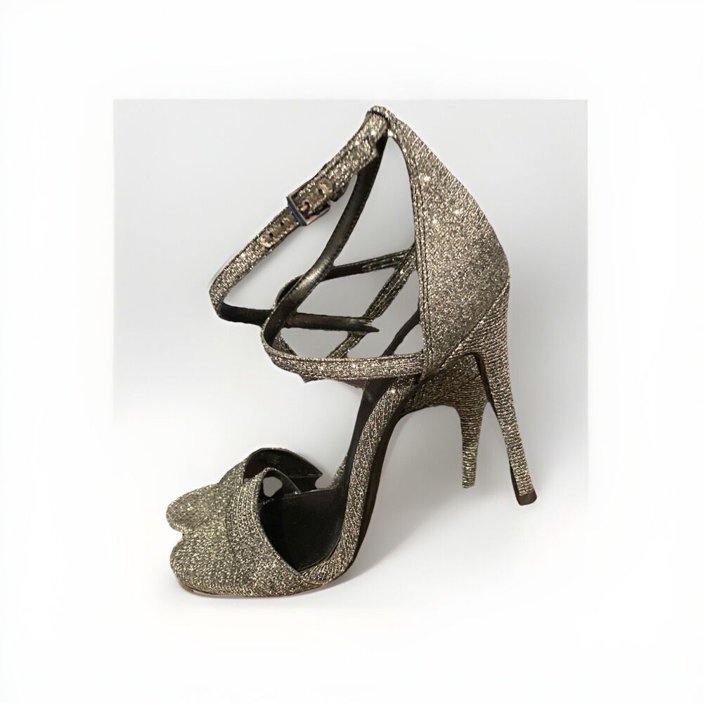 Michael Kors 4” Pumps Metallic Silver Bling Size 7M Strappy